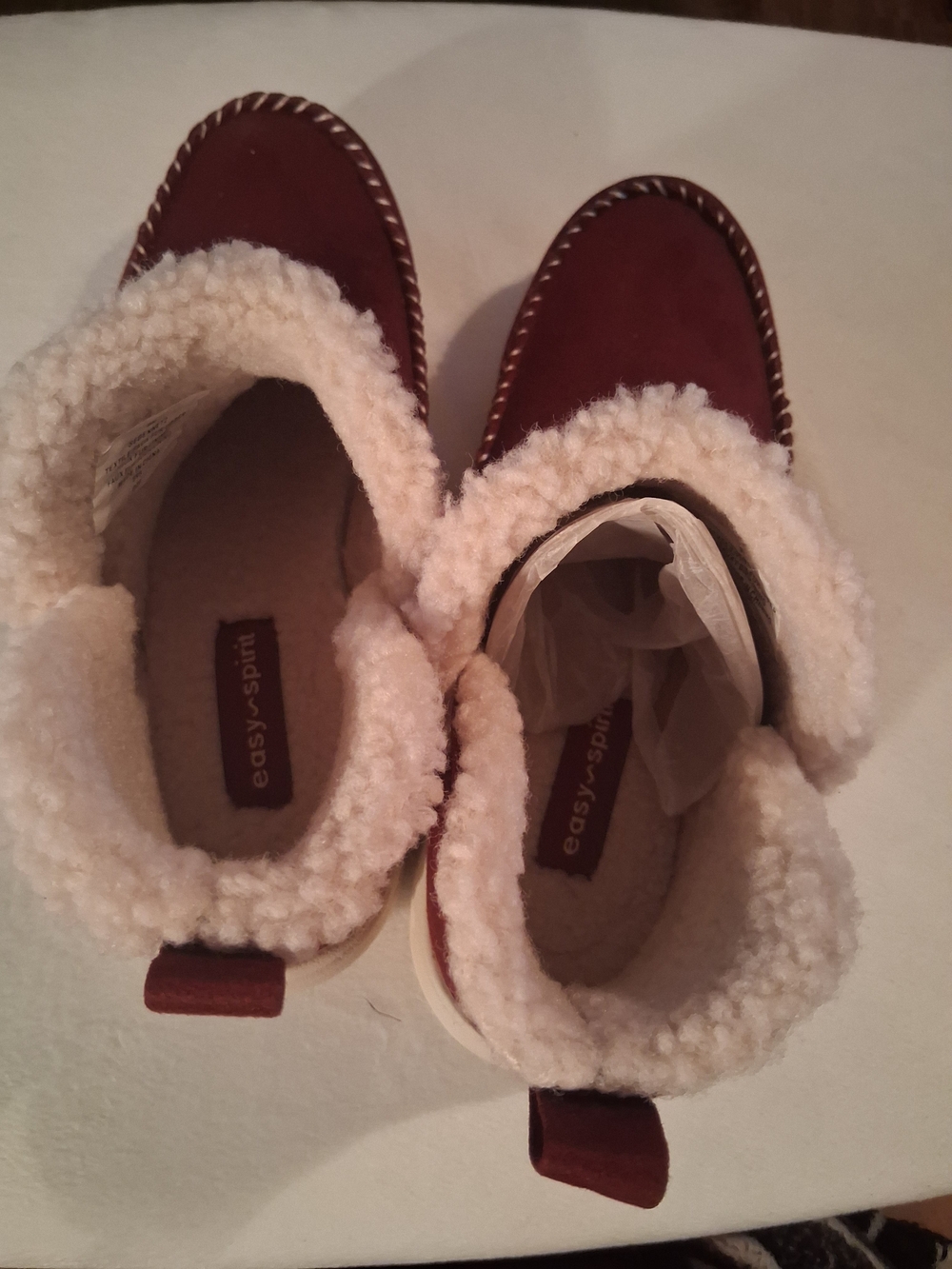 Easy Spirit Burgundy Faux-Shearling Winter Boots